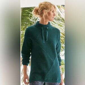 Soft Surroundings Comfy Place‎ Tunic Sweater Green Mixed Knit Mock Neck LARGE